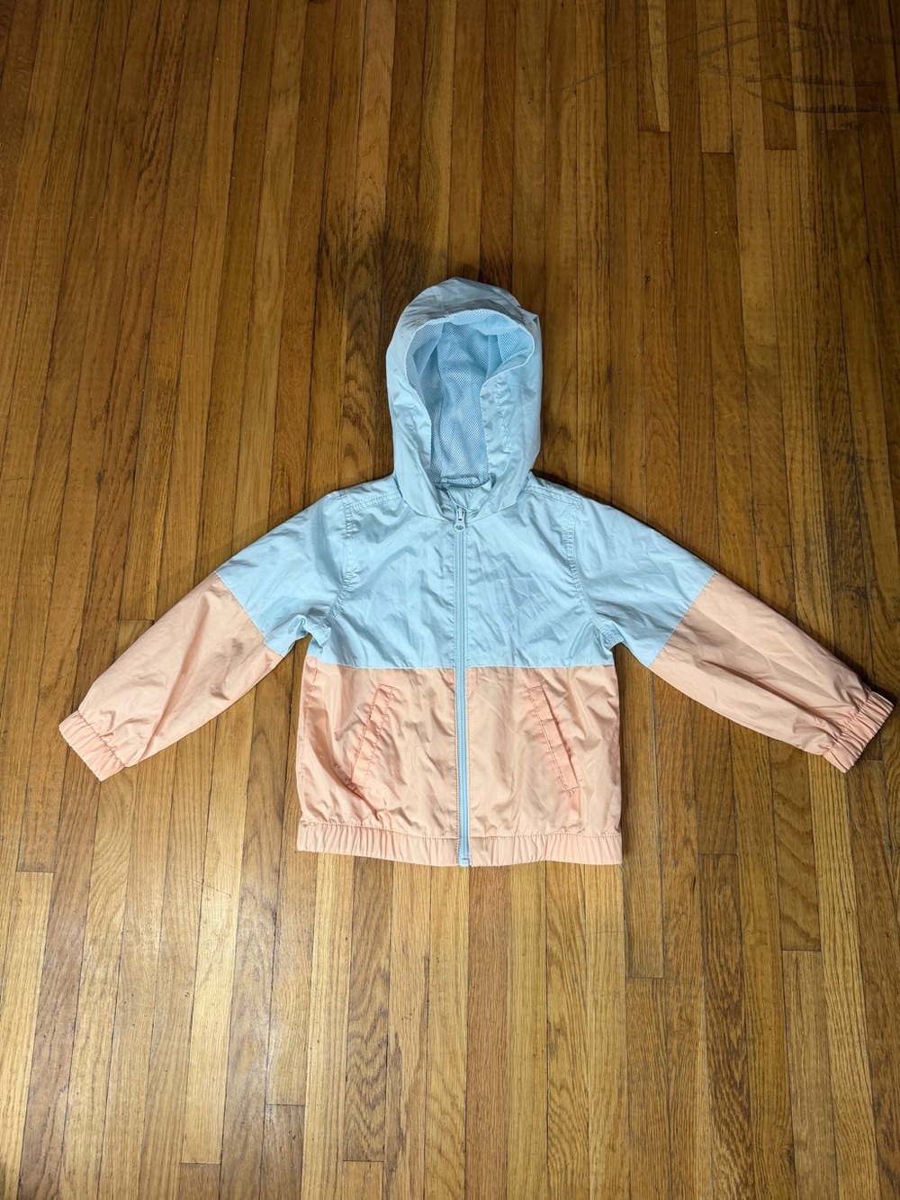 Wonder nation 4T Colorblock Hooded Windbreaker Jacket - Light Blue & Peach